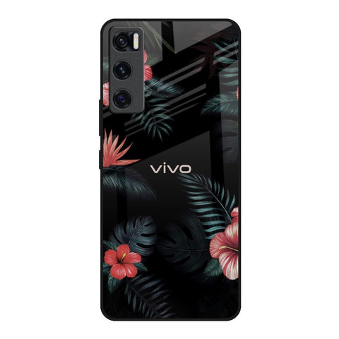 Tropical Art Flower Vivo V20 SE Glass Back Cover Online