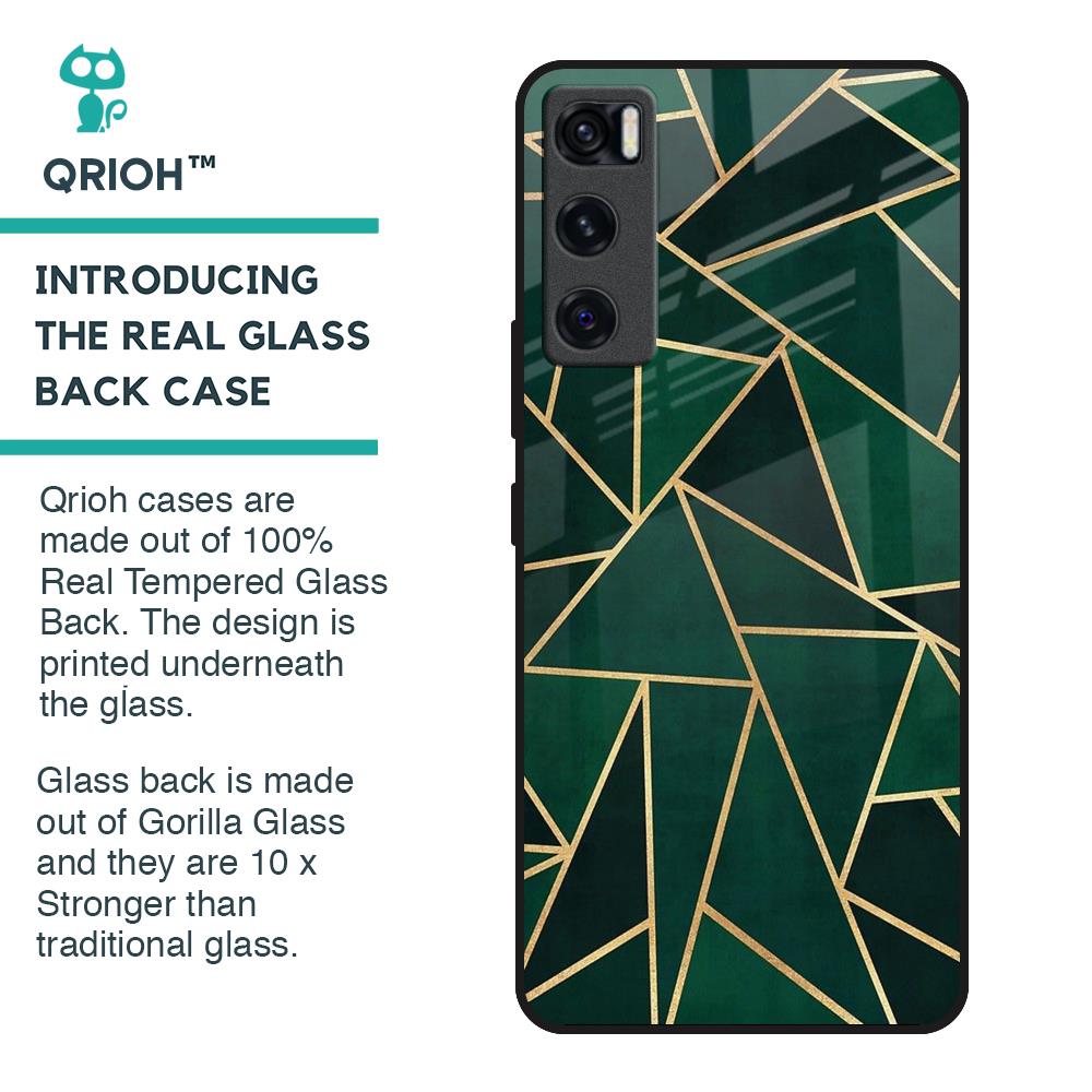 Abstract Green Glass Case For Vivo V20 SE