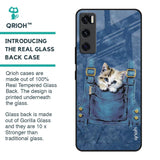 Kitty In Pocket Glass Case For Vivo V20 SE