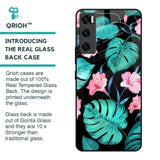 Tropical Leaves & Pink Flowers Glass Case for Vivo V20 SE