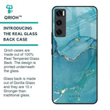 Blue Golden Glitter Glass Case for Vivo V20 SE