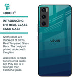 Green Triangle Pattern Glass Case for Vivo V20 SE