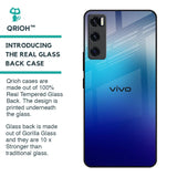 Blue Rhombus Pattern Glass Case for Vivo V20 SE