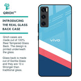 Pink & White Stripes Glass Case For Vivo V20 SE