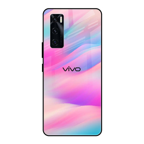 Colorful Waves Vivo V20 SE Glass Cases & Covers Online