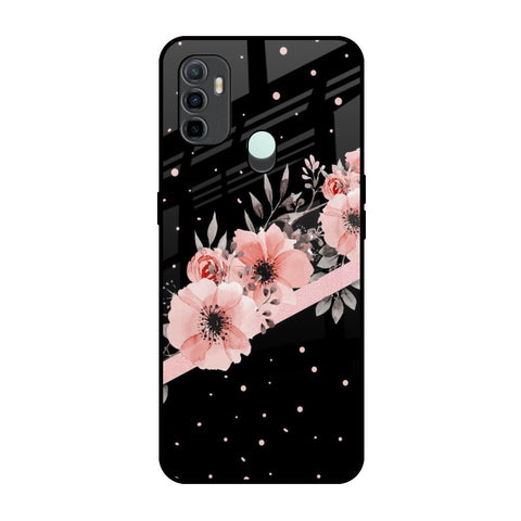 Floral Black Band Oppo A33 Glass Back Cover Online