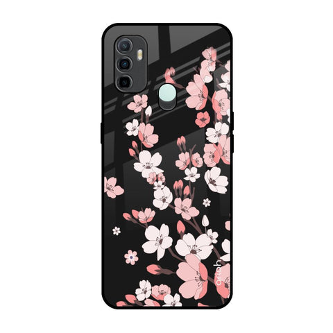 Black Cherry Blossom Oppo A33 Glass Back Cover Online