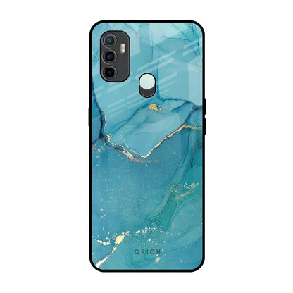 Blue Golden Glitter Oppo A33 Glass Back Cover Online