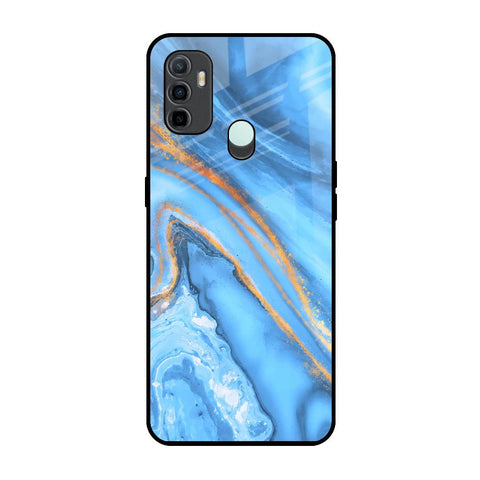 Vibrant Blue Marble Oppo A33 Glass Back Cover Online