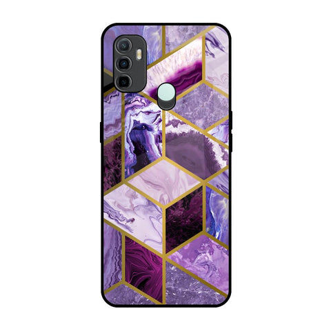 Purple Rhombus Marble Oppo A33 Glass Back Cover Online