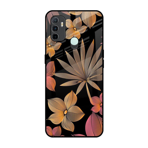 Lines Pattern Flowers Oppo A33 Glass Back Cover Online