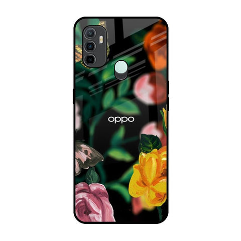 Flowers & Butterfly Oppo A33 Glass Back Cover Online