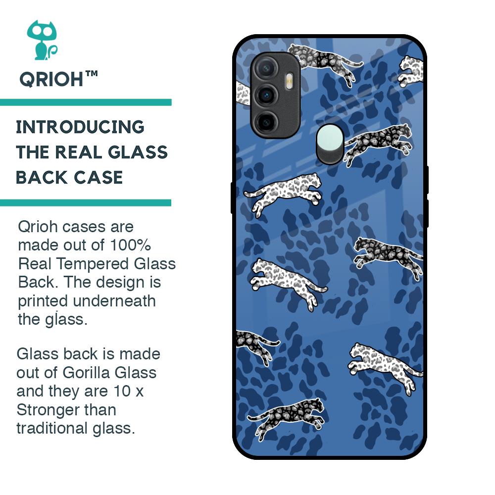 Blue Cheetah Glass Case for Oppo A33