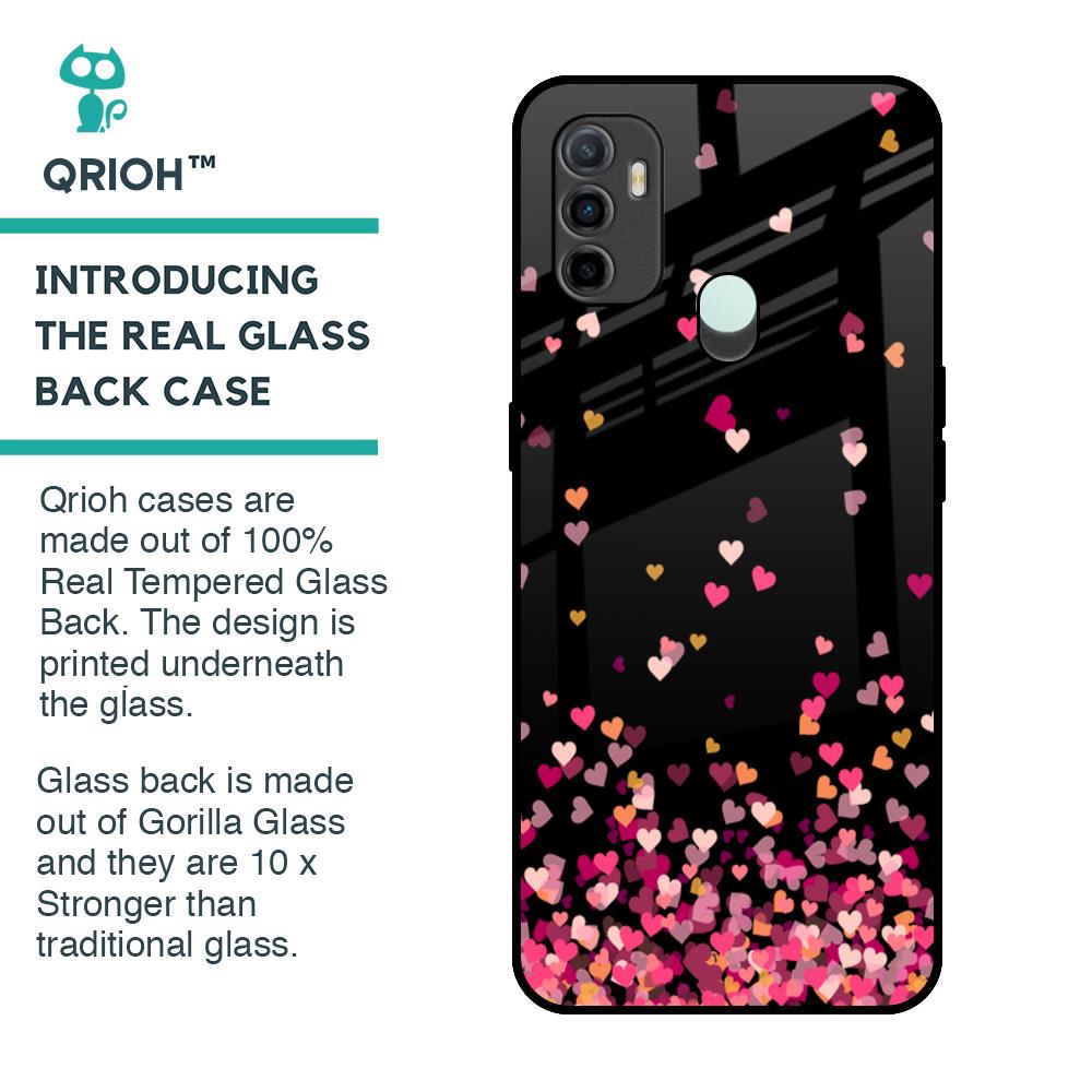 Heart Rain Fall Glass Case For Oppo A33