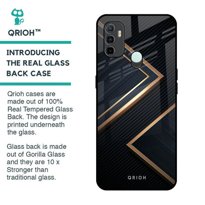 Sleek Golden & Navy Glass Case for Oppo A33