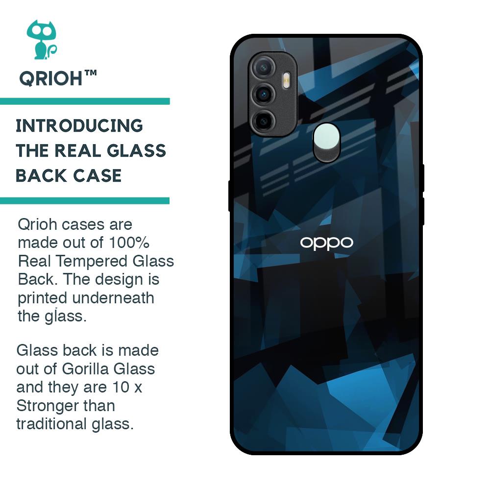 Polygonal Blue Box Glass Case For Oppo A33
