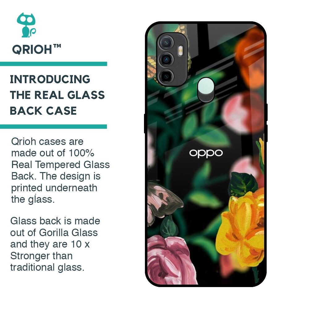 Flowers & Butterfly Glass Case for Oppo A33