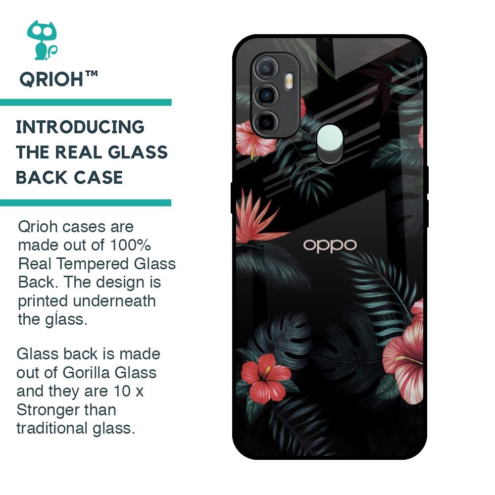 Tropical Art Flower Glass Case for Oppo A33