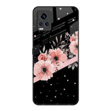 Floral Black Band Vivo V20 Pro Glass Back Cover Online