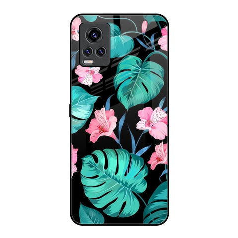 Tropical Leaves & Pink Flowers Vivo V20 Pro Glass Back Cover Online