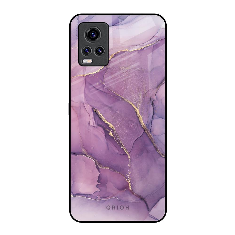Purple Gold Marble Vivo V20 Pro Glass Back Cover Online