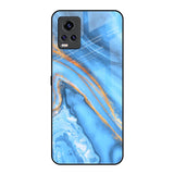 Vibrant Blue Marble Vivo V20 Pro Glass Back Cover Online