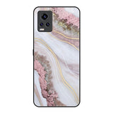 Pink & Gold Gllitter Marble Vivo V20 Pro Glass Back Cover Online