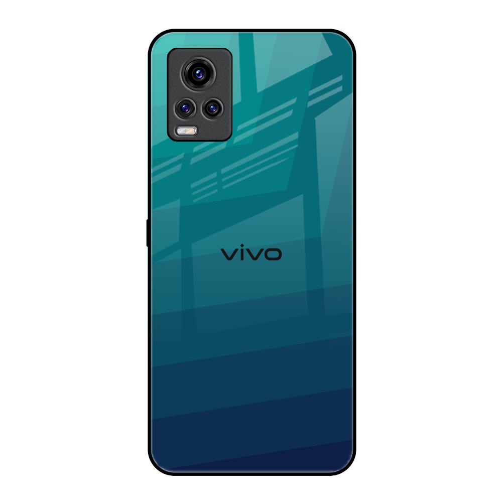Green Triangle Pattern Vivo V20 Pro Glass Back Cover Online