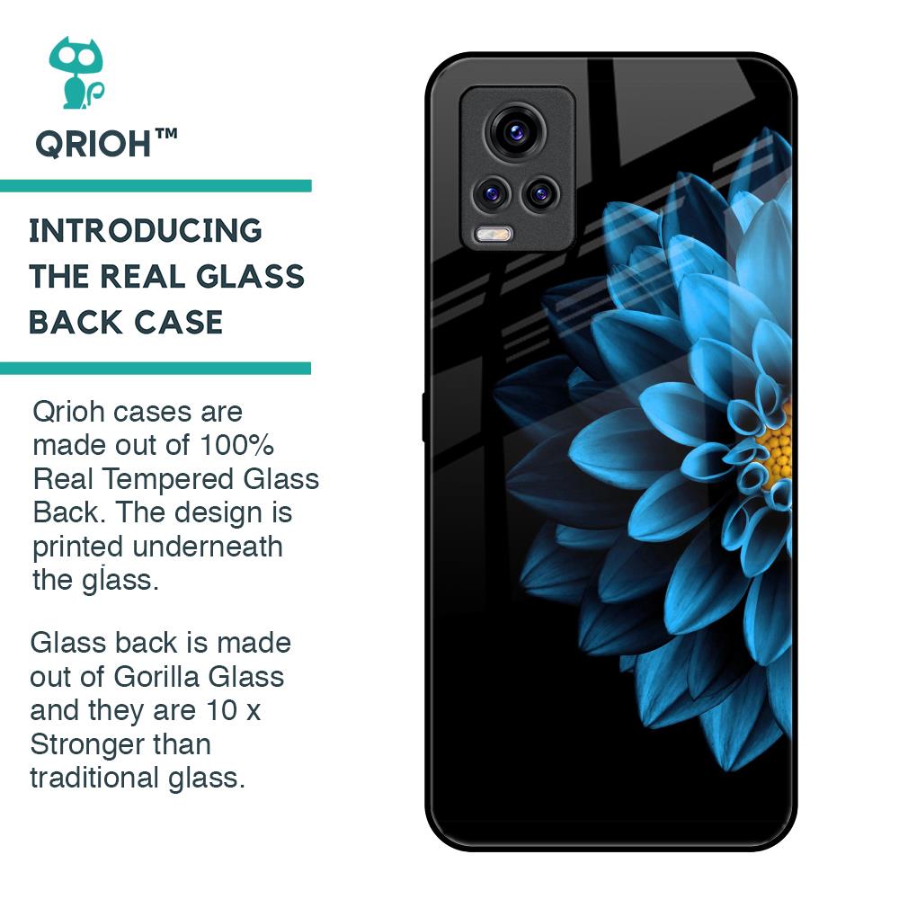 Half Blue Flower Glass Case for Vivo V20 Pro