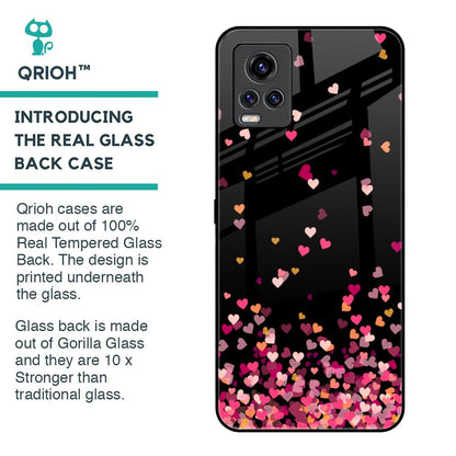 Heart Rain Fall Glass Case For Vivo V20 Pro