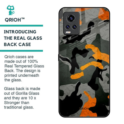 Camouflage Orange Glass Case For Vivo V20 Pro