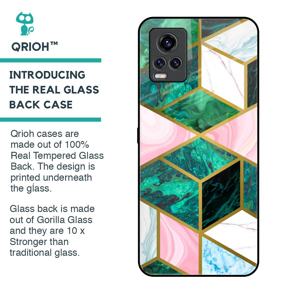 Seamless Green Marble Glass Case for Vivo V20 Pro