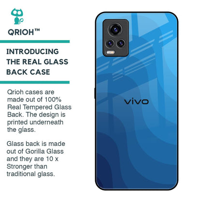 Blue Wave Abstract Glass Case for Vivo V20 Pro