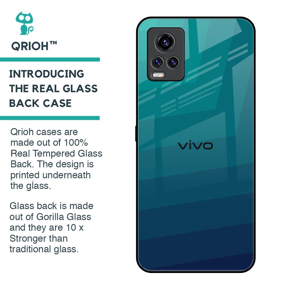 Green Triangle Pattern Glass Case for Vivo V20 Pro