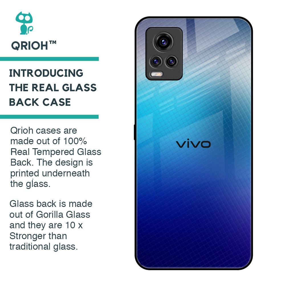 Blue Rhombus Pattern Glass Case for Vivo V20 Pro