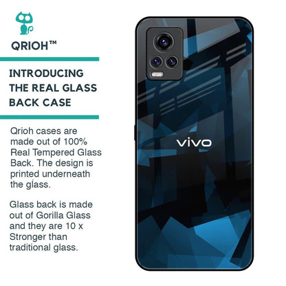 Polygonal Blue Box Glass Case For Vivo V20 Pro