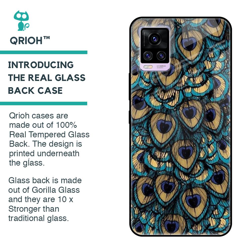 Peacock Feathers Glass case for Vivo V20 Pro