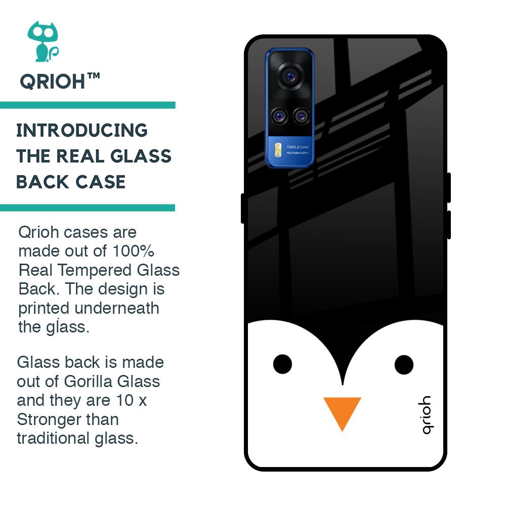 Cute Penguin Glass Case for Vivo Y51 2020