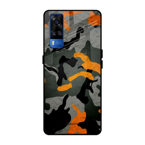Camouflage Orange Vivo Y51 2020 Glass Back Cover Online