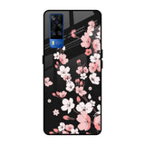 Black Cherry Blossom Vivo Y51 2020 Glass Back Cover Online