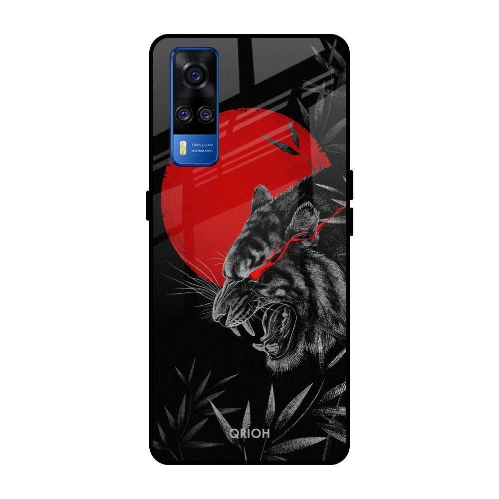 Red Moon Tiger Vivo Y51 2020 Glass Back Cover Online