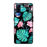 Tropical Leaves & Pink Flowers Vivo Y51 2020 Glass Back Cover Online