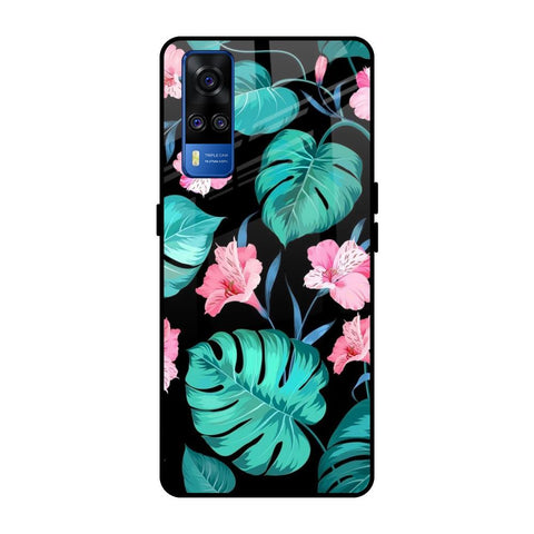 Tropical Leaves & Pink Flowers Vivo Y51 2020 Glass Back Cover Online