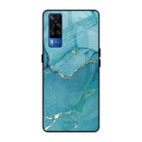 Blue Golden Glitter Vivo Y51 2020 Glass Back Cover Online