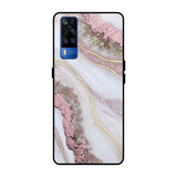 Pink & Gold Gllitter Marble Vivo Y51 2020 Glass Back Cover Online