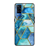 Turquoise Geometrical Marble Vivo Y51 2020 Glass Back Cover Online