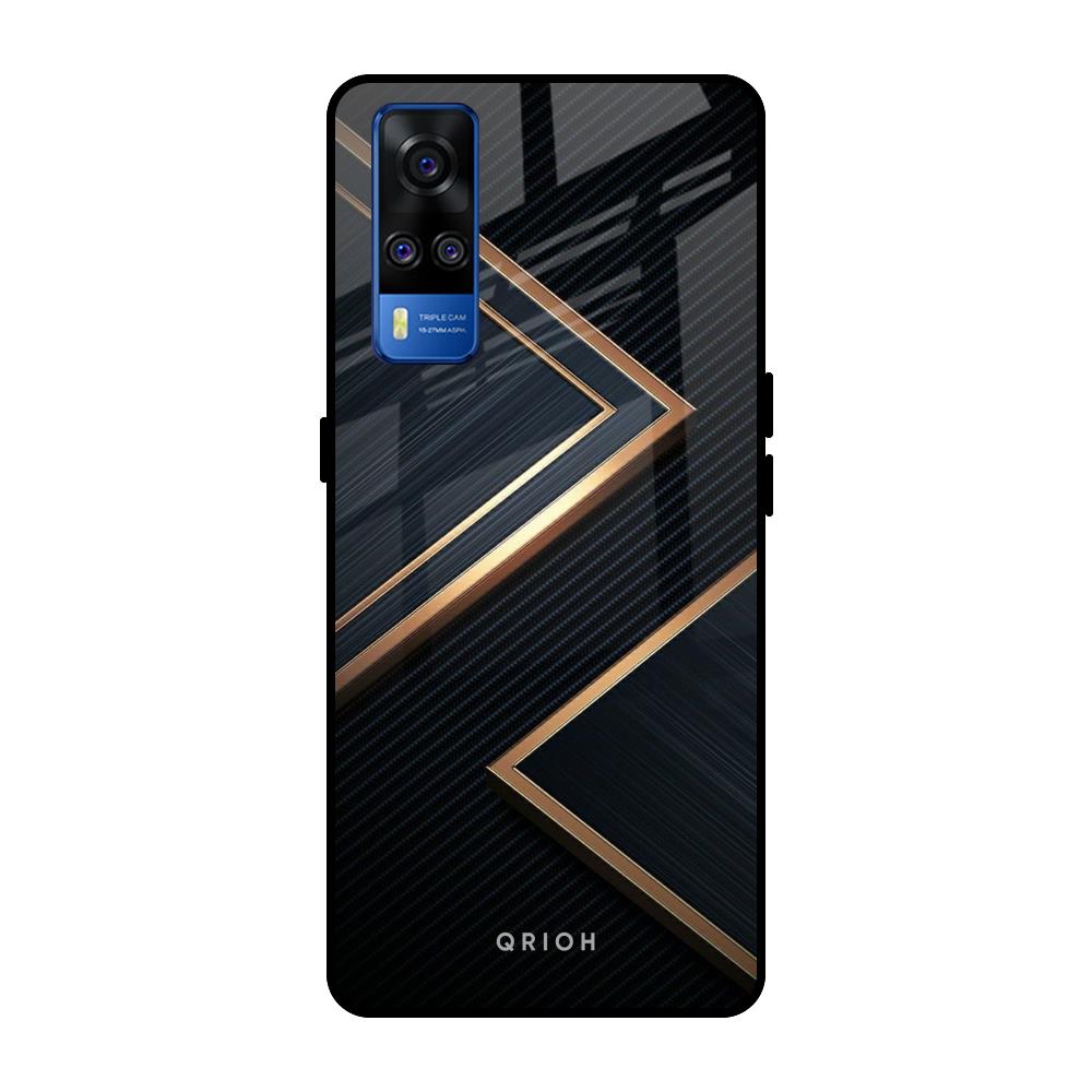 Sleek Golden & Navy Vivo Y51 2020 Glass Back Cover Online