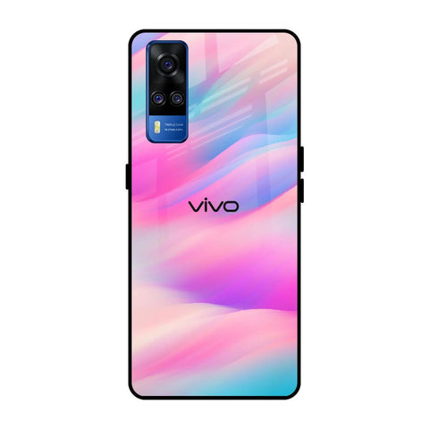 Colorful Waves Vivo Y51 2020 Glass Cases & Covers Online