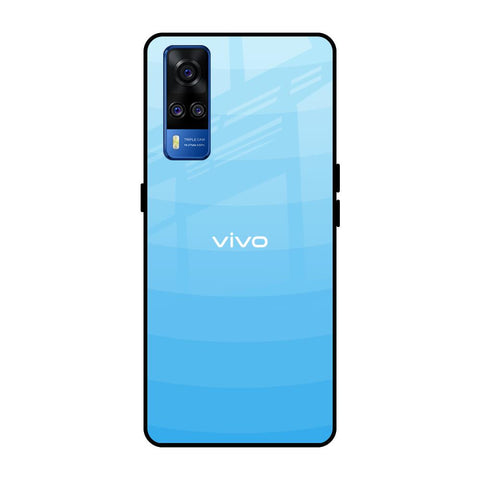 Wavy Blue Pattern Vivo Y51 2020 Glass Back Cover Online