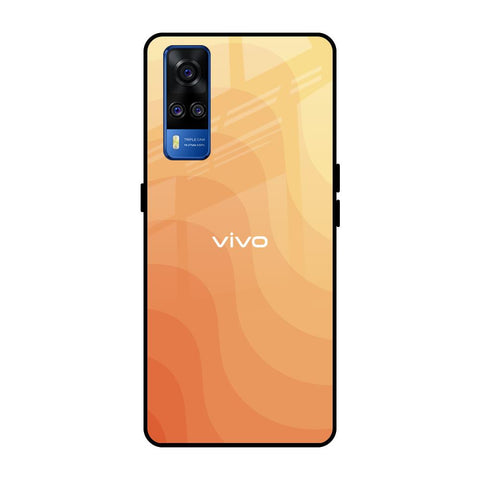 Orange Curve Pattern Vivo Y51 2020 Glass Back Cover Online